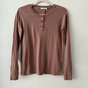 Unsubscribed Rose Sleep Long Sleeve Henley Top Size XXS- XS cotton/ cashmere